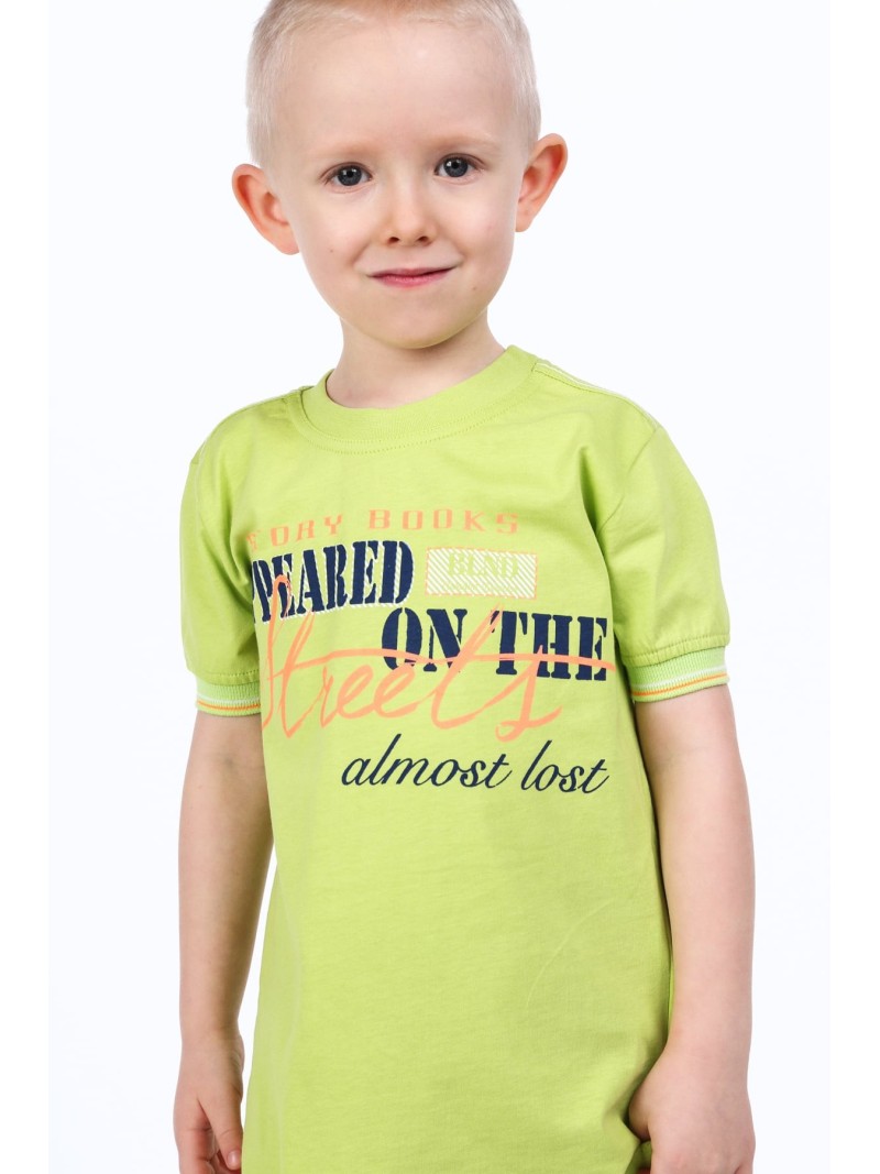 Lime boy\'s T-shirt with inscriptions NDZ7357 - Online store - Boutique